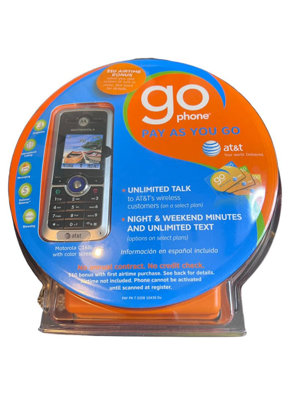 Motorola C168i Cell Phone Go Phone AT&T Pay As You Go Factory Sealed New