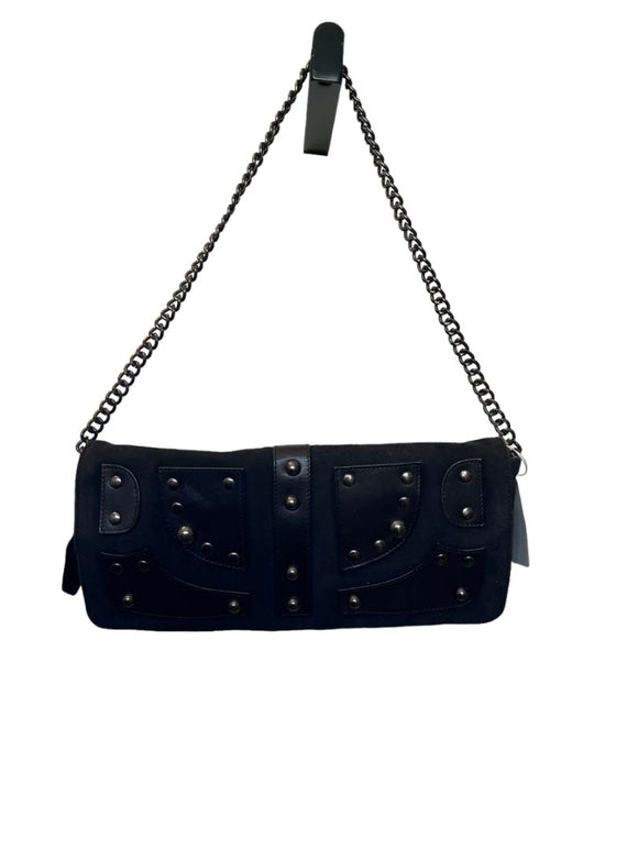 Sopresa! Black Studded Leather Suede Chain Strap Handbag Shoulder Bag Motorcycle
