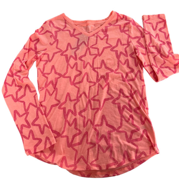 XL (14/16) Cat & Jack Girls Pink Star Print New Long Sleeve Tshirt