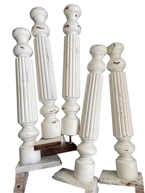 Set of 5 Vintage Salvage White Table Legs Distressed Solid 24