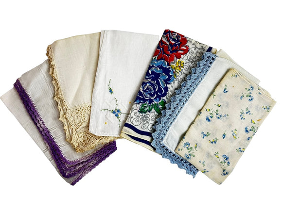Vintage 1950's Linen Hankies Handkerchief Assorted Styles