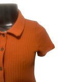 XXS Madewell Women's Button Front Ribbed Polo Women's Short Sleeve Shirt