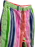 Y2K Corner House Striped Vibrant Color Lined Pants Women's Straight Leg Pockets