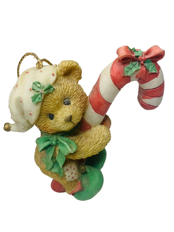 1995 Enesco Priscilla Hilman Cherished Teddie  Christmas Ornament Candy Cane 3