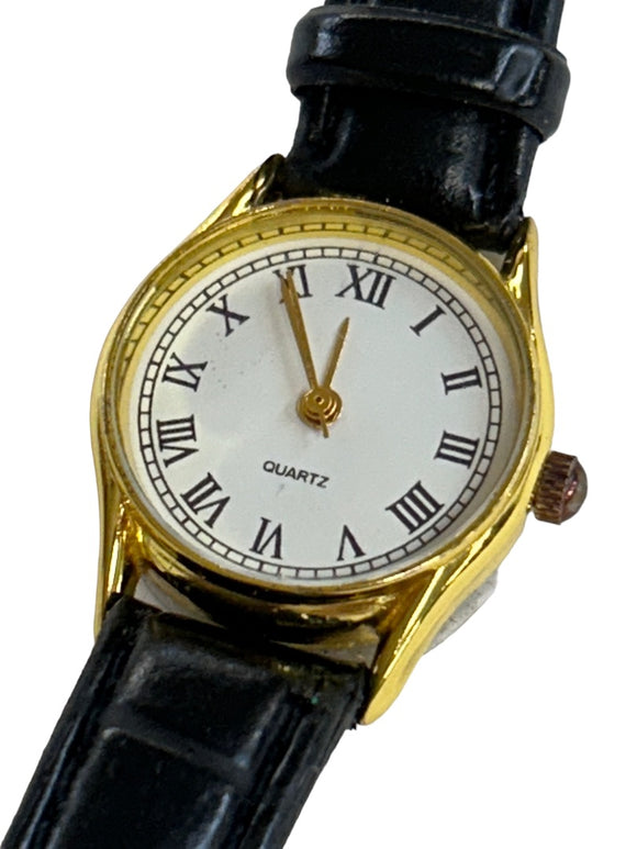 Men's Quartz Movement Wristwatch Goldtone Roman Numerals For Parts Salvage