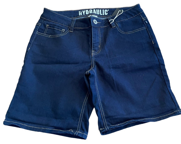 Size 13/14 Hydraulic Women's New The Blue Jean Standard Curvy Shorts Stretch Denim