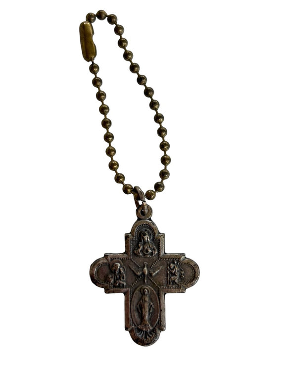 Holy Spirit Cross Medal Pendant Charm on Chain Italy Christianity Religious