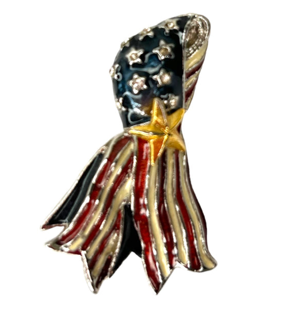American Flag Brooch Pin September 11th In Memory of Our Heroes 1 5/8