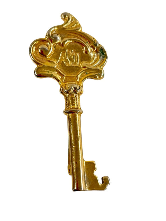 Anne Klein II Goldtone Skeleton Key Brooch Pin 2.75