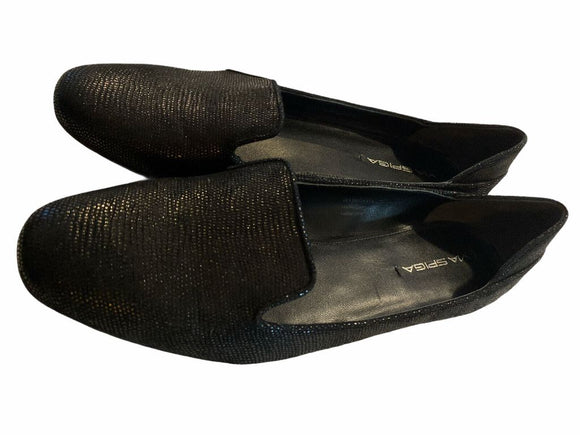 VIA SPIGA EUC Black All Leather Loafer Flat Women's US 9.5 Embossed