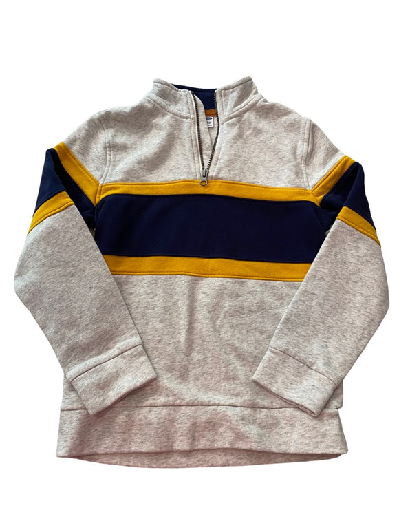 Large (10/12) Old Navy Boy's 1/4 Zip Gray Navy Yellow Pullover Sweatshirt
