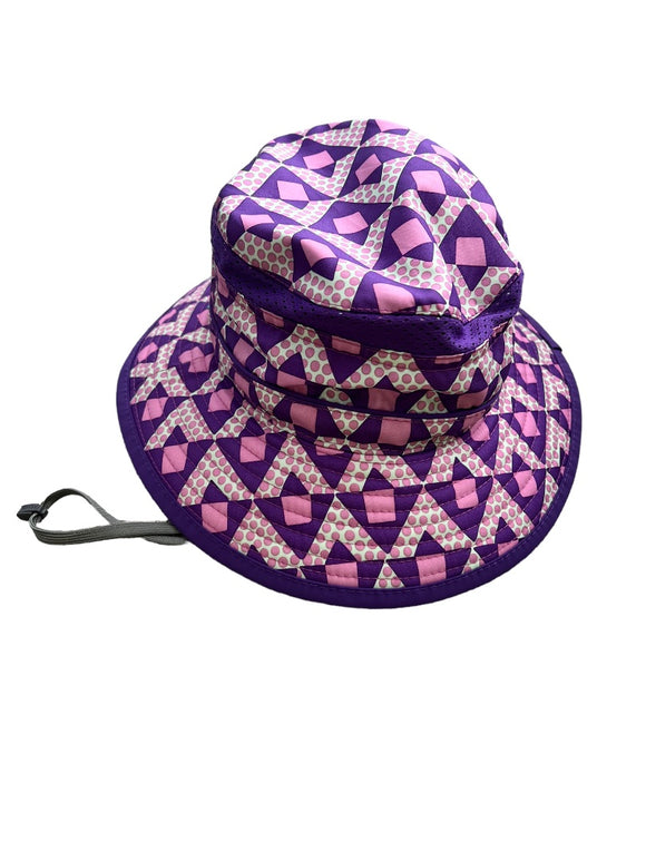 Sunday Afternoons UPF 50+ Fun Bucket Hat Kids M 3 To 6 Years Water/Stain Repellent Pink Purple Geometric
