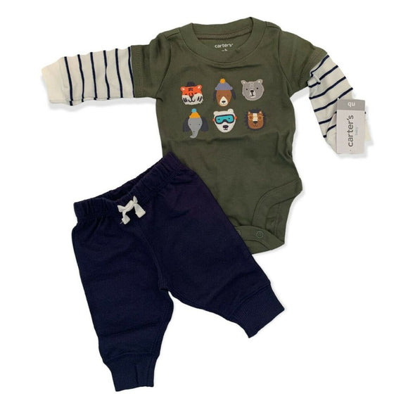 Newborn Carter's 2 Piece Pants and Shirt Animal Outdoor Theme Joggers
