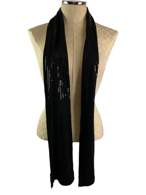 Black Jersey Knit Scarf Sequin Detail Double Faced 7