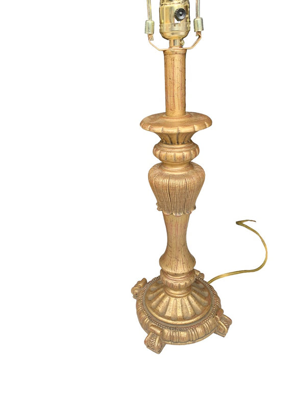 Goldtone Table Accent Lamp Distressed Look 28.5