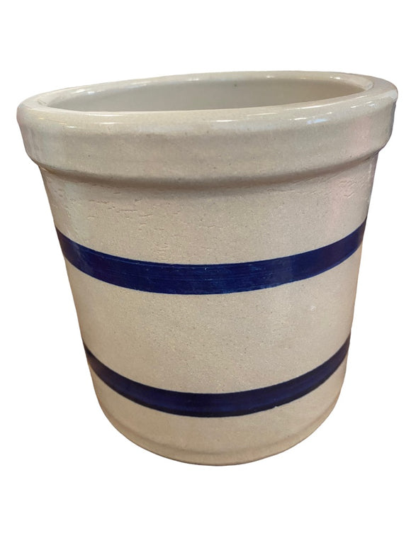 Vintage Robinson Ransbottom of Roseville, Ohio Blue Striped Pottery Crock - 6