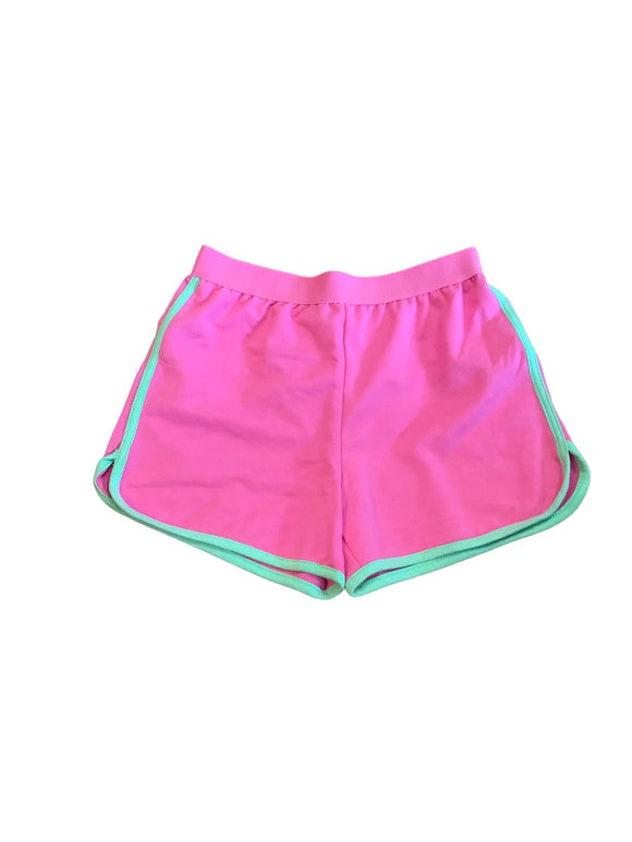 10 Disney Princess Girls Youth Pink Shorts Pull On Green Trim