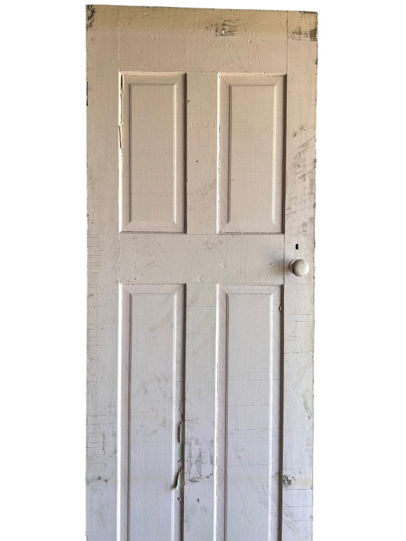 Antique Solid Door 4 Panel Architectural Salvage 77.5