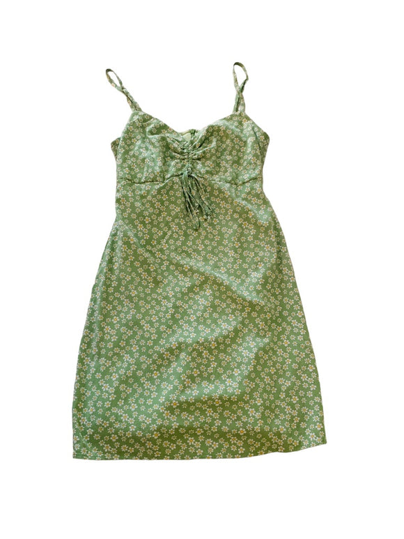 XS L.A. Hearts Junior Women's Spring Green Daisy Print Spaghetti Strap Slip Dress