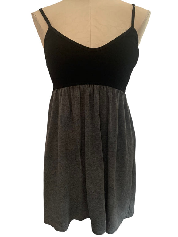 Small Target Women's Black Gray Jersey Knit Sundress Short Padded Bra