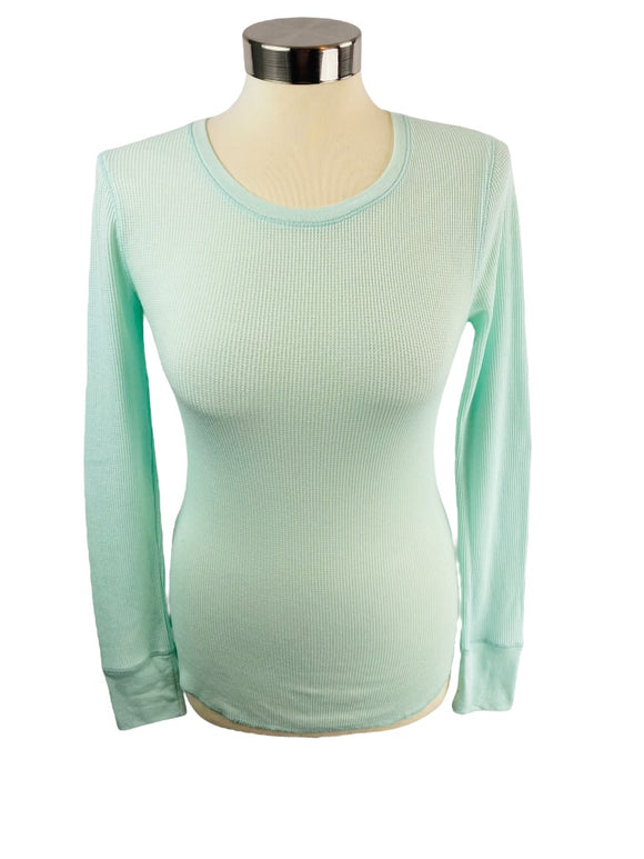 XS Old Navy Women's Mint Green Long Sleeve Thermal Waffle Weave Shirt