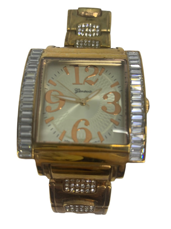 Geneva Platinum 7339 Men's Rose Gold Stainless Steel Wristwatch Embellished