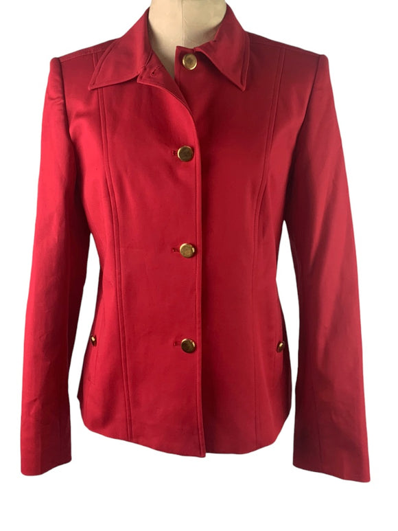 10 Rafaella Red Blazer Jacket Women's Nautical Separates Button Up Stretch Fabric New