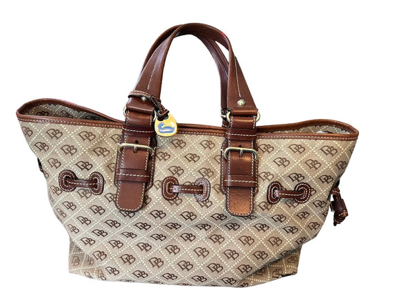 Dooney & Bourke Tan Monogram Tote Cloth and Leather