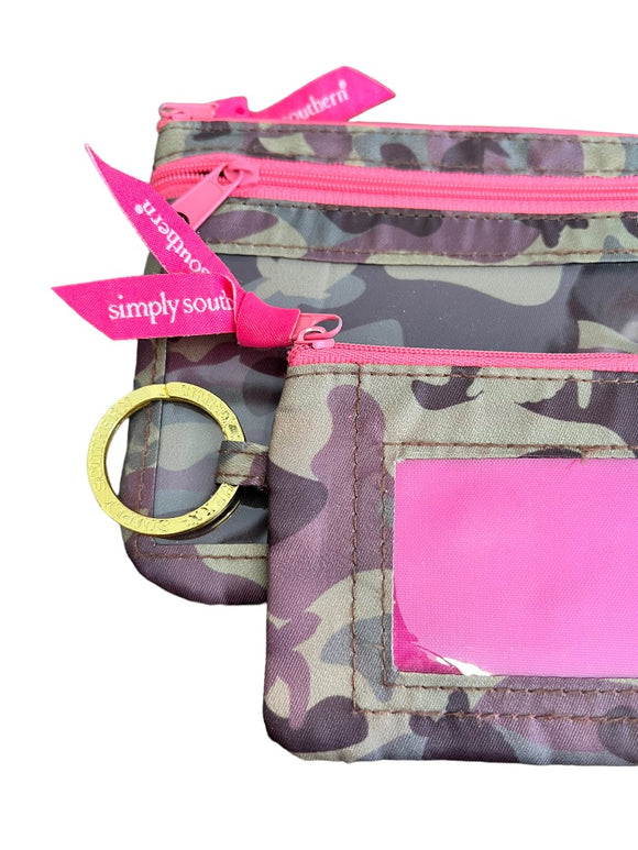 Simply Southern Camo Pink Wristlet and Key Chain Card Holder 2pc