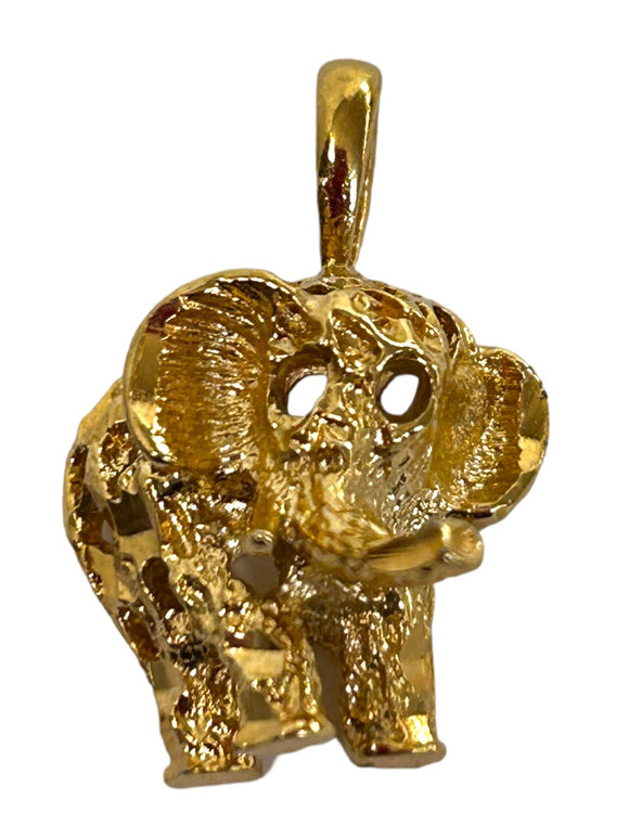 Small Goldtone Elephant Pendant Charm Pierced Design .75