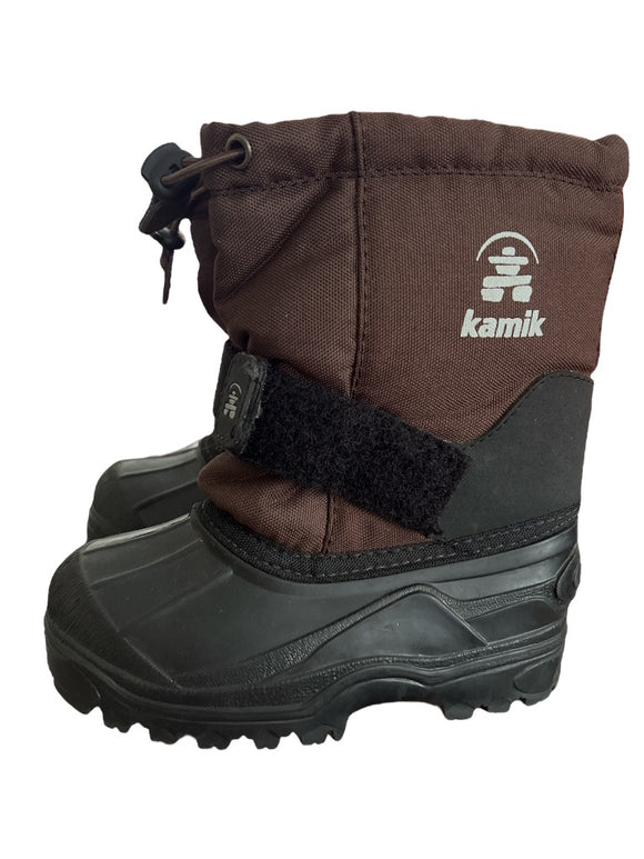 9 Youth Toddler Kamik Brown and Black Snow Boots EUC