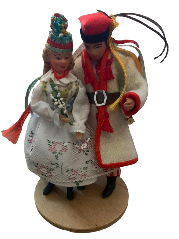 Set of 2 Polish Dolls on Stand Couple Made in Poland 5
