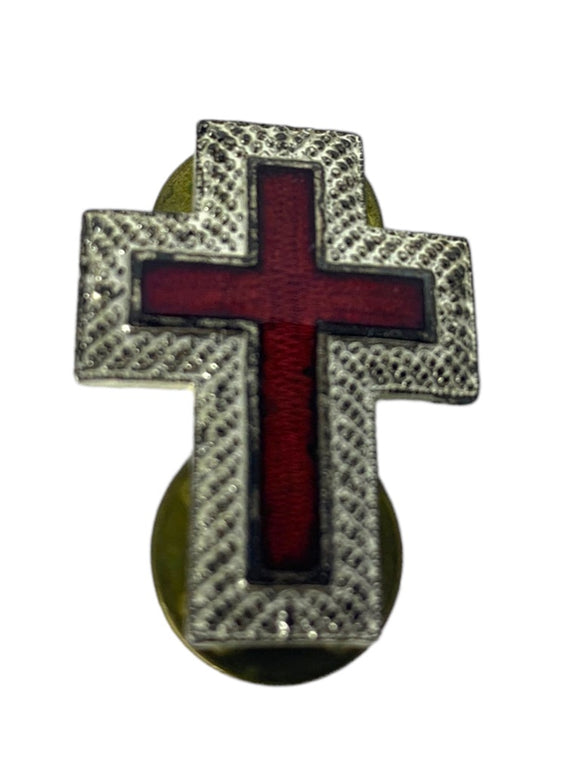 Vintage Silvertone and Red Cross Lapel Pin 1