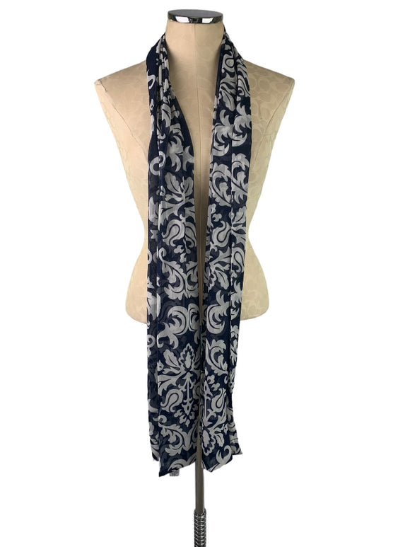 Dennis by Dennis Basso Navy Blue White Double Face Lightweight Scarf 13