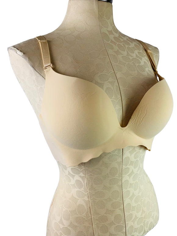 38B Unbranded Green Wirefree Padded Nude Beige Bra with Extender New