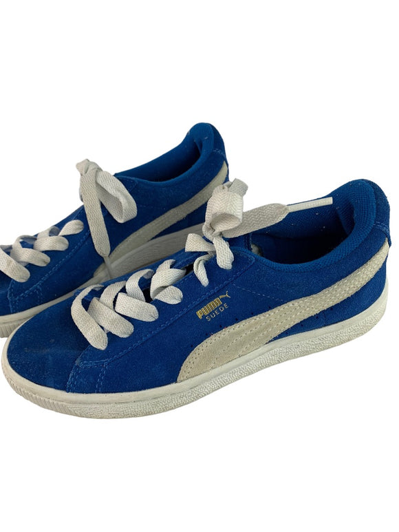 3.5M Youth Puma Blue Suede Big Kids Lace Up Sneakers