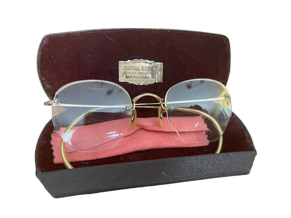 Vintage Eyeglasses Including Case Gemmill Hospital Monessen PA Goldtone