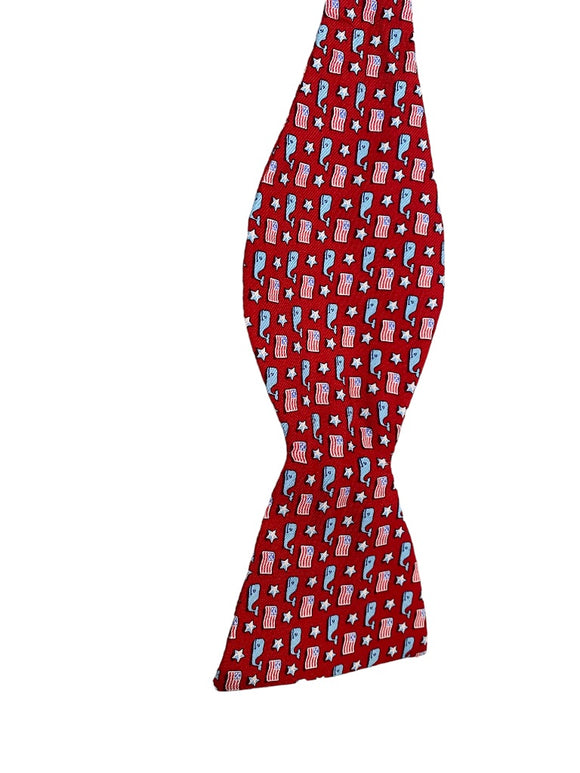 Vineyard Vines Red Whale Flag Bow Tie 13 3/4 to 16