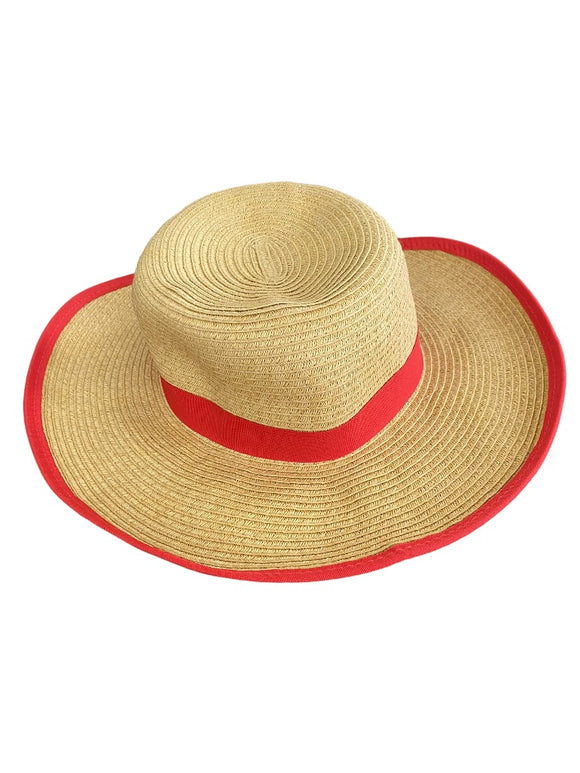 Panama Jack Sun Hat 100% Paper Packable Red Trim