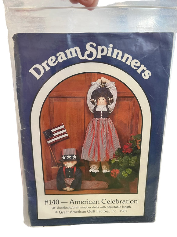 Dream Spinners American Celebration Door Knob Draft Stopper Doll Sewing Pattern Vintage