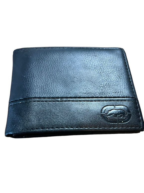 Ecko Unltd Black Leather Men's Wallet Bi-Fold Credit Card ID Sleeve
