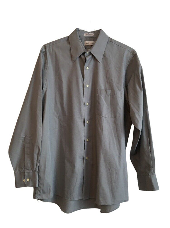 16 1/2 32/33 Van Heusen Wrinkle Free  Poplin Gray Men's Button Up Dress Shirt
