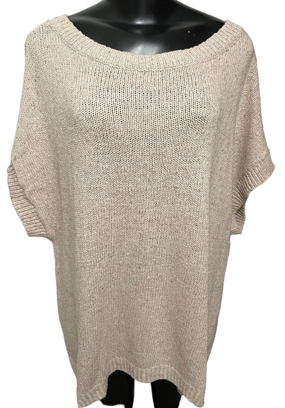 XXL Haven Well Within Women's Cream Cap Sleeve Silk Blend  Pullover Sweater