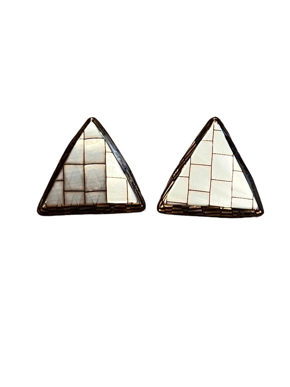 Acrylic Geometric Triangle Earrings Vintage 80's