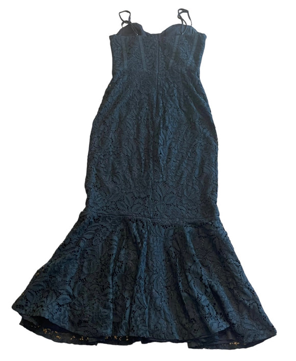 XS Lulus Lined Mermaid Lace Dress Black Adjustable Straps Back Zipper