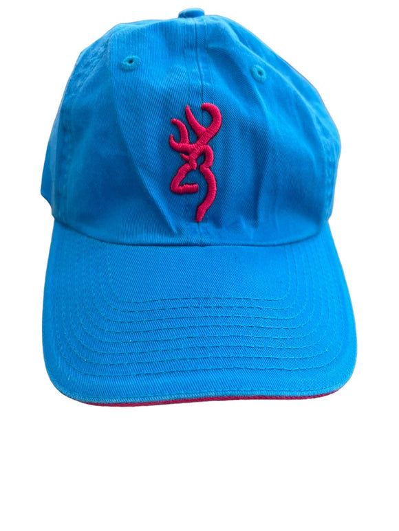 Browning Women's Blue Hat Ball Cap Pink Embroidered Deer