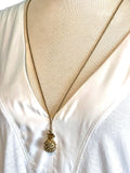 , preview full size image J. Crew Pineapple Passion Gold with Amber Crystals Pendant Necklace EUC