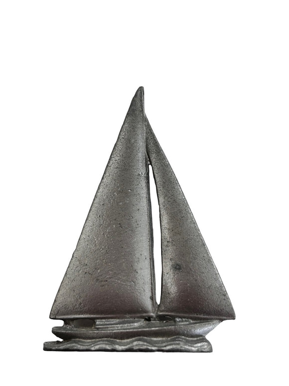Vintage Pewter Freestanding Sailboat Miniature Decor 2.5