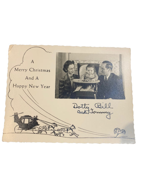 Vintage Holiday Photo Card 1944(?) Family Christmas 