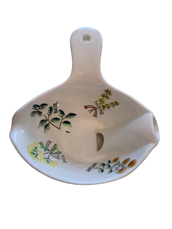 Vintage Ceramic Our Own Gravy Fat Separator Blue Herb Design
